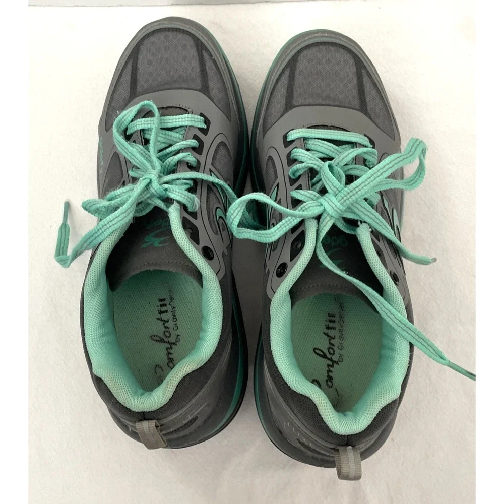 GDefy Gravity Defyer‎ Shoes Women's 10.5 Gray Teal Veroshock Trampoline Flexnet